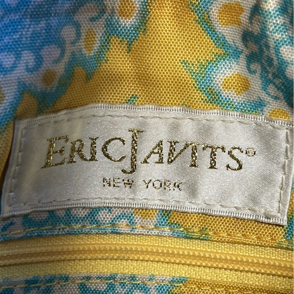 Eric Javits Straw Tan White Stripe Dame Bucket Bag - Picture 10 of 16